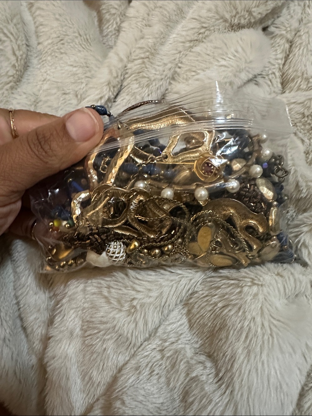 Gold-Tone Mixed Bead and Chain Women's Jewelry Set